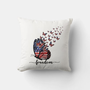 Freedom Butterflies   Patriottisch rood, wit, blau Kussen