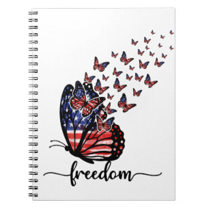 Freedom Butterflies Patriottisch rood, wit, blau Notitieboek