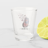 Freedom Butterflies | Patriottisch rood, wit, blau Shot Glas (Achterkant)