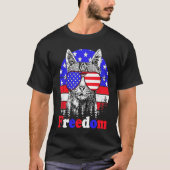 Freedom Cat American Flag op 4 juli T-shirt (Voorkant)