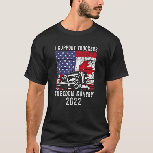 Freedom Convoy 2022 Supporter I Support Canadian T T-shirt (Voorkant)