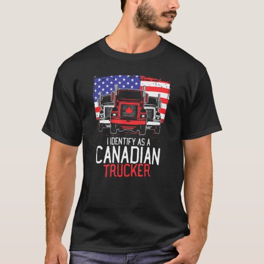 Freedom Convoy I identificeer me Canadian Trucker  T-shirt (Voorkant)