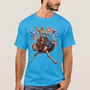 Freedom Cowboy op Patriottische Struisvogel 4 juli T-shirt