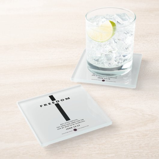 Freedom Cross Glazen Onderzetter (Schuin)