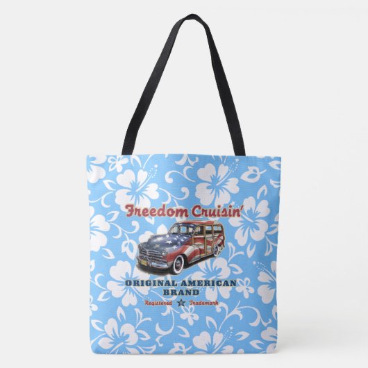 Freedom Crusin' Hawaiian Woody Hibiscus Strandtas Tote Bag (Voorkant)
