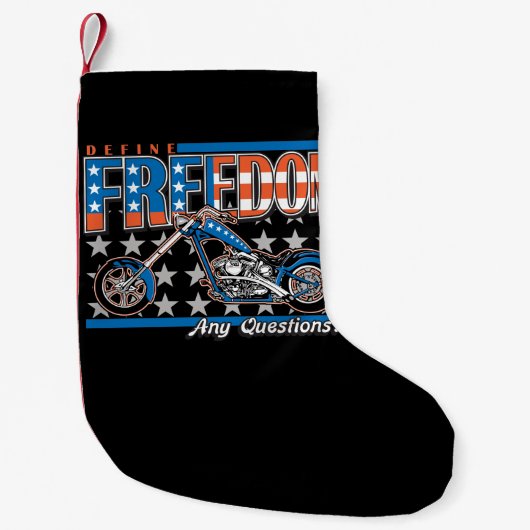 Freedom Cycle American Flag Paint Motorcycle Kleine Kerstsok (Voorkant)