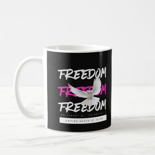 Freedom Dove Urban Typography Koffiemok (Links)