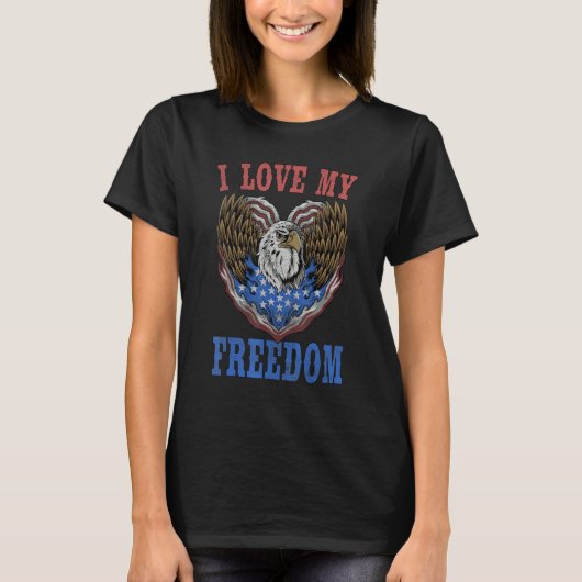 Freedom Eagle American Flag Patriotic 4th Of July T-shirt (Voorkant)