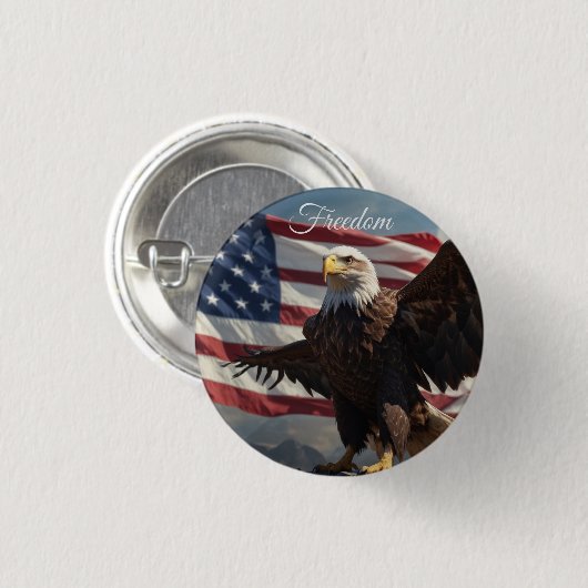 Freedom Eagle Ronde Button 3,2 Cm (Voorkant /achterkant)