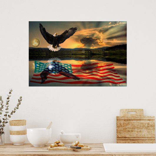 Freedom-Eagle-W-Flag-W-Star-burst-2010 Poster (Keuken)