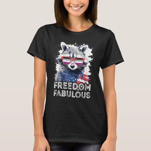 Freedom Fabulous  Raccoon Asexual Sunglasses Flag T-shirt (Voorkant)