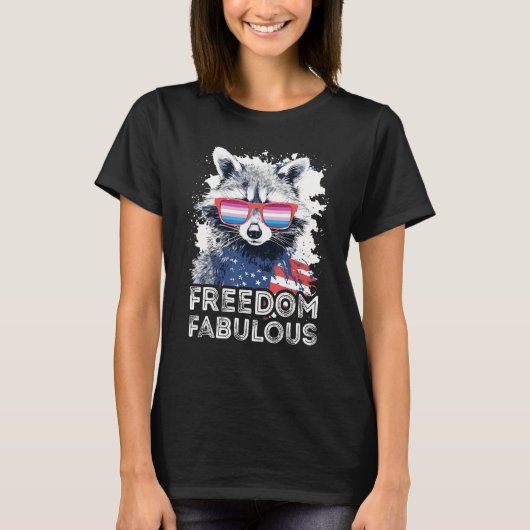 Freedom Fabulous  Raccoon Bigender Sunglasses Flag T-shirt (Voorkant)