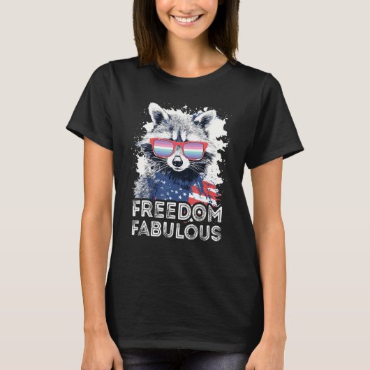 Freedom Fabulous  Raccoon Genderfrith Sunglasses F T-shirt (Voorkant)