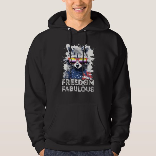 Freedom Fabulous  Raccoon Non Binary Sunglasses Fl Hoodie (Voorkant)