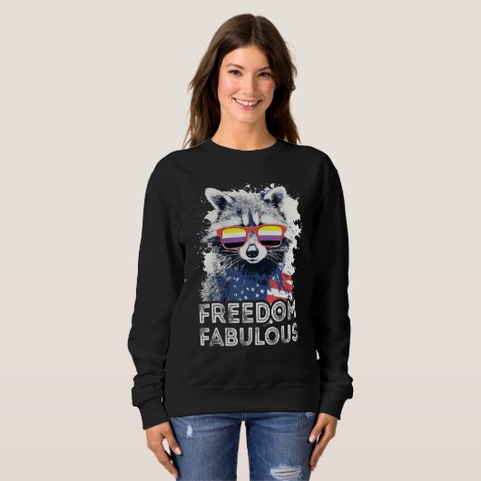 Freedom Fabulous  Raccoon Non Binary Sunglasses Fl Trui (Voorkant volledig)