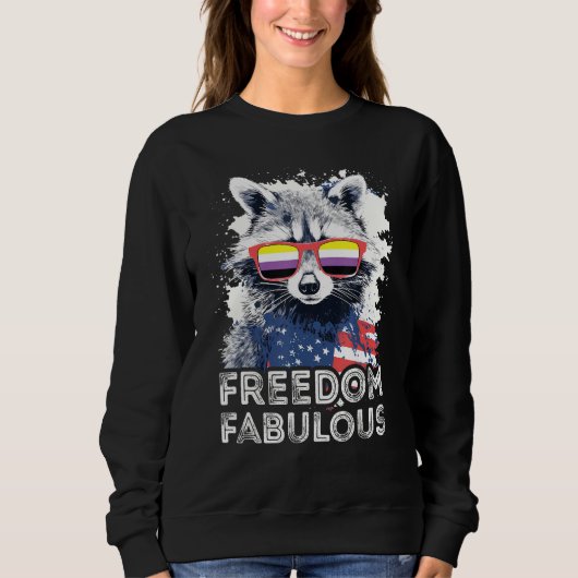Freedom Fabulous  Raccoon Non Binary Sunglasses Fl Trui (Voorkant)
