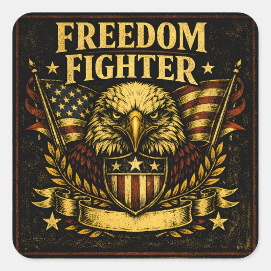 Freedom Fighter – American Defender Pride Vierkante Sticker (Voorkant)