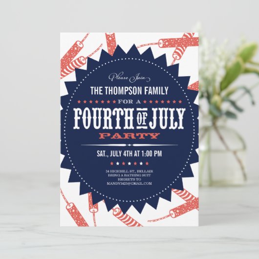 Freedom Fireworks Vierde uitnodiging van juli (Staand voorkant)