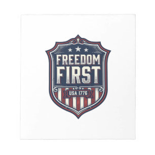 Freedom First USA 1776 Patriottisch Schild T-Shirt Notitieblok