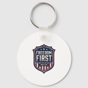Freedom First USA 1776 Patriottisch Schild T-Shirt Sleutelhanger