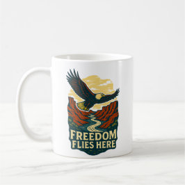 Freedom Flies Here Retro Eagle Artwork Koffiemok