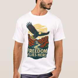 Freedom Flies Here Retro Eagle Artwork T-shirt