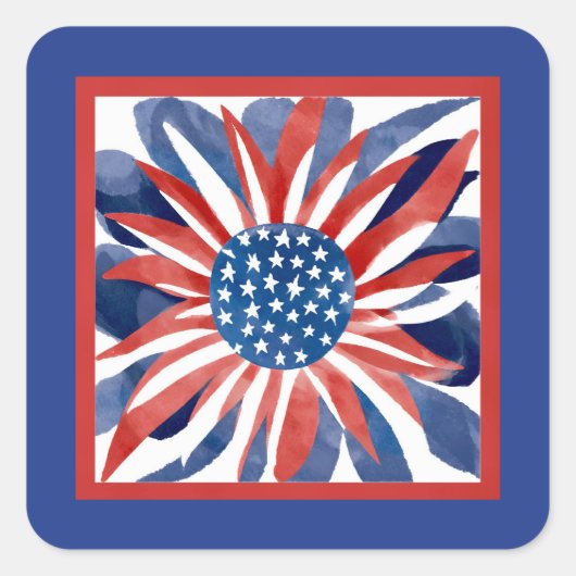 🌼 Freedom Flower Paper Plat 9" Vierkant Papier Bo Vierkante Sticker (Voorkant)