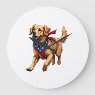 Freedom Golden Retriever Vintage Graveer Shirt 4 Grote Klok