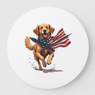 Freedom Golden Retriever Vintage Graveer Shirt Grote Klok