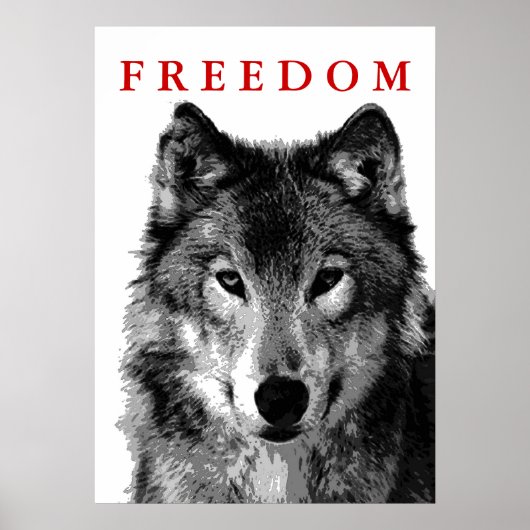 Freedom Grey Wolf Motivatie Poster afdrukken (Voorkant)