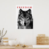 Freedom Grey Wolf Motivatie Poster afdrukken (Keuken)