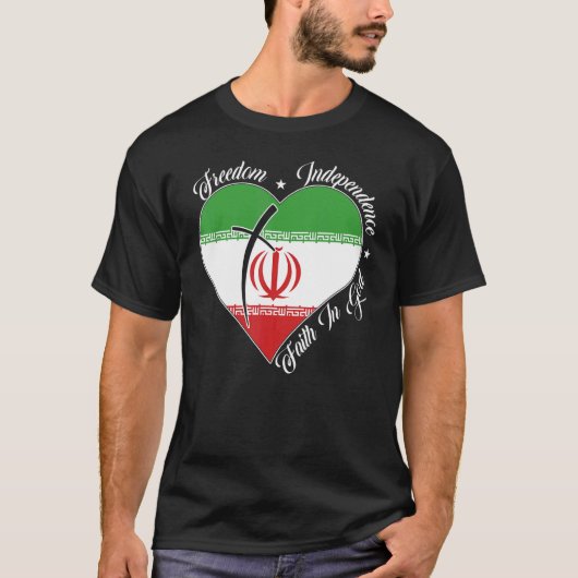 Freedom Independence Faith In God   Christian Iran T-shirt (Voorkant)