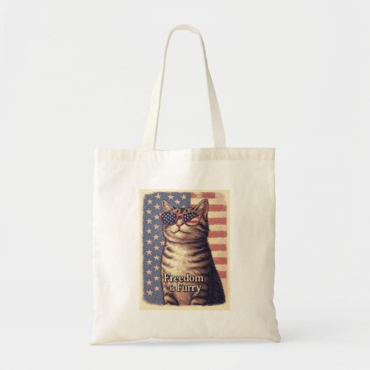 Freedom Is Furry beroemd gemaakt door Retro Patrio Tote Bag (Voorkant)