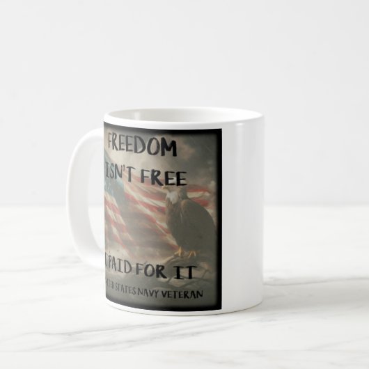 Freedom is geen gratis koffie Mok Navy versie (Voorkant links)