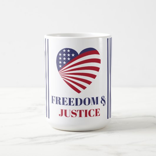 Freedom & Justice American Flag with Heart.  Koffiemok (Center)