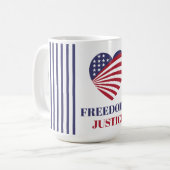 Freedom & Justice American Flag with Heart.  Koffiemok (Voorkant links)