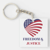 Freedom & Justice American Flag with Heart.  Sleutelhanger (voorkant)