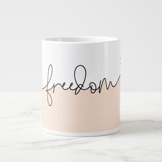 Freedom Minimalist Typography Design Grote Koffiekop (Voorkant)