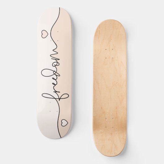 Freedom Minimalist Typography Design Persoonlijk Skateboard (Voorkant)