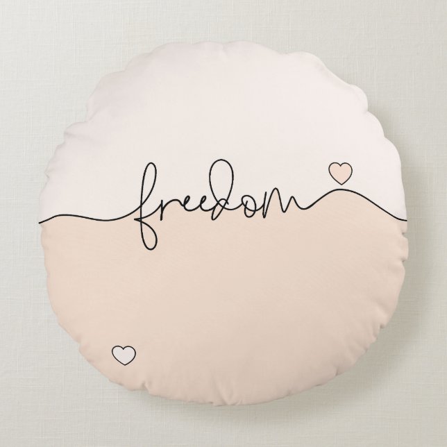 Freedom Minimalist Typography Design Rond Kussen (Voorkant)