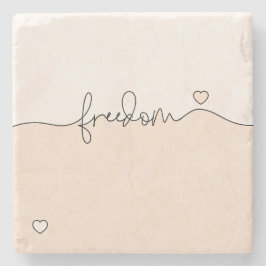 Freedom Minimalist Typography Design Stenen Onderzetter