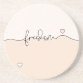 Freedom Minimalist Typography Design Zandsteen Onderzetter (Voorkant)