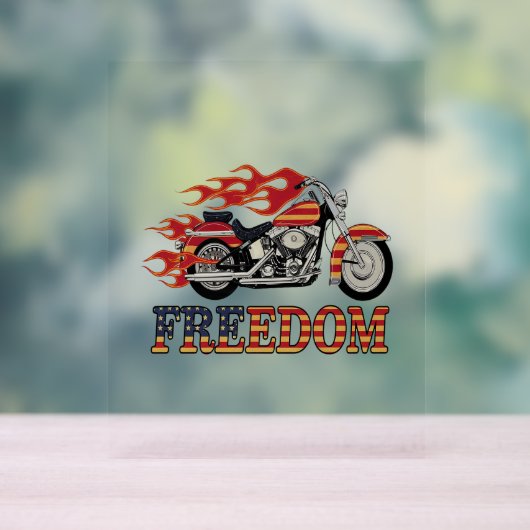 Freedom Motorcycle Flames Acryl Bord (Neutraal)