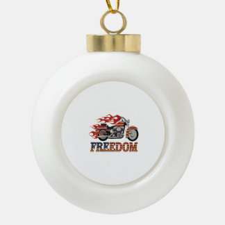 Freedom Motorcycle Flames Keramische Bal Ornament