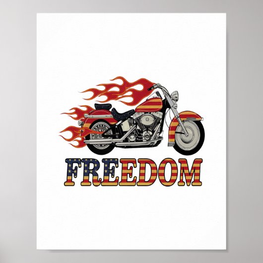 Freedom Motorcycle Flames Poster (Voorkant)