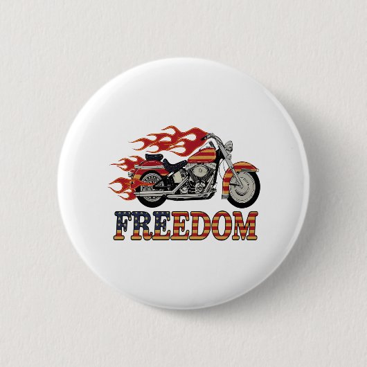 Freedom Motorcycle Flames Ronde Button 5,7 Cm (Voorkant)