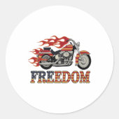 Freedom Motorcycle Flames Ronde Sticker (Voorkant)