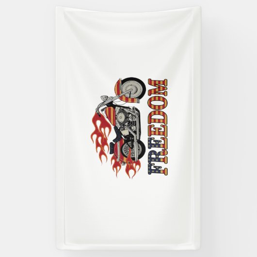 Freedom Motorcycle Flames Spandoek (Verticaal)