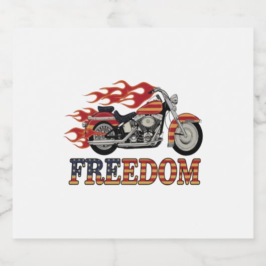 Freedom Motorcycle Flames Sparkling Wijnetiket (Enkel label)