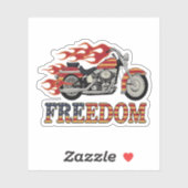 Freedom Motorcycle Flames Sticker (Vel)